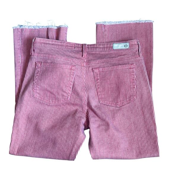 AG Adriano Goldschmeid Women’s Sz 29 Pink Stripe Flare Crop Jean Jodi Denim - Picture 9 of 16